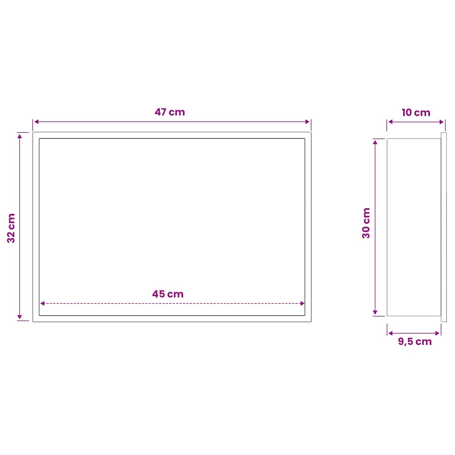 Shower Niche White 45 x 30 x 9.5 cm Stainless Steel