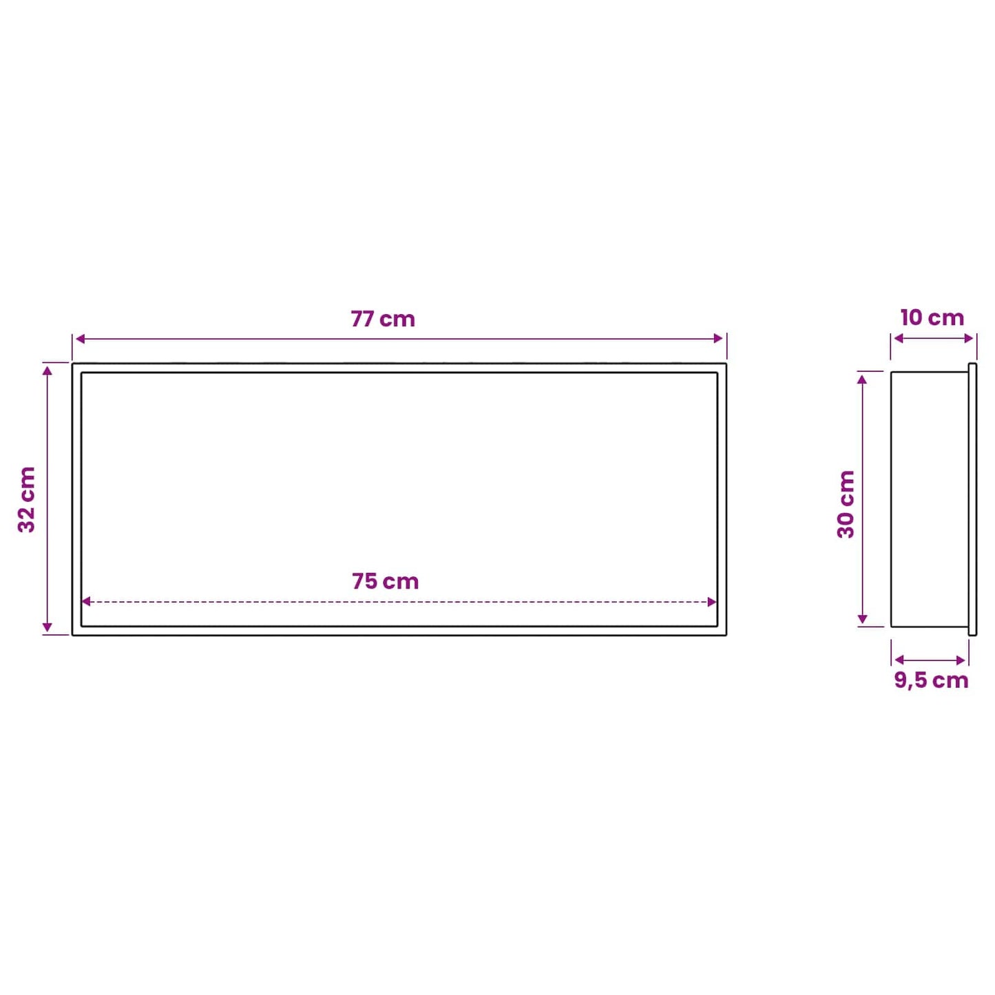 Shower Niche Silver 75 x 30 x 9.5 cm Stainless Steel