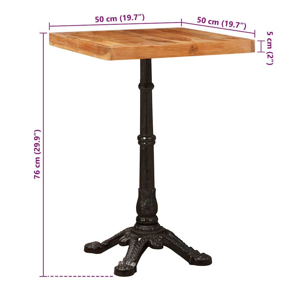 Bistro Table Brown 50 x 50 x 76 cm Solid Acacia Wood