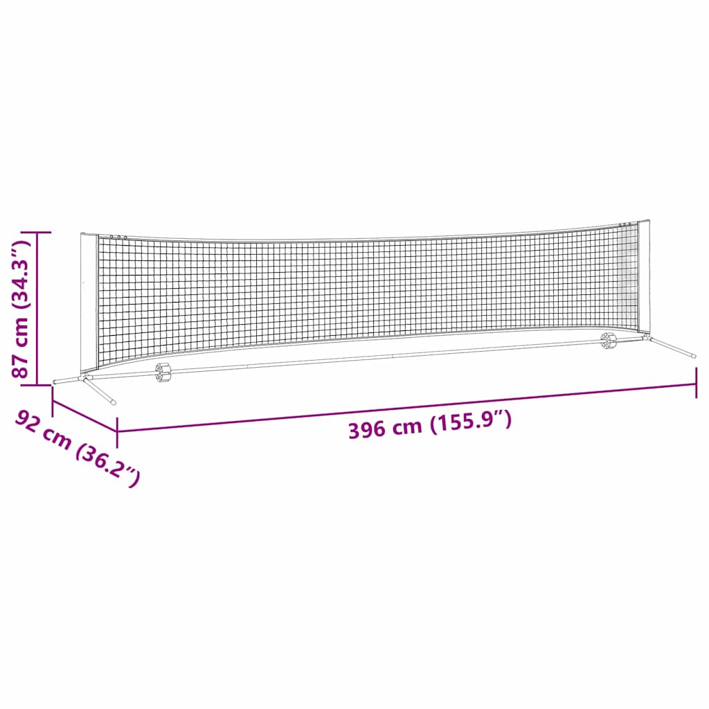 Tennis Net Folding Black and Red 396 x 92 x 87 cm Polyester