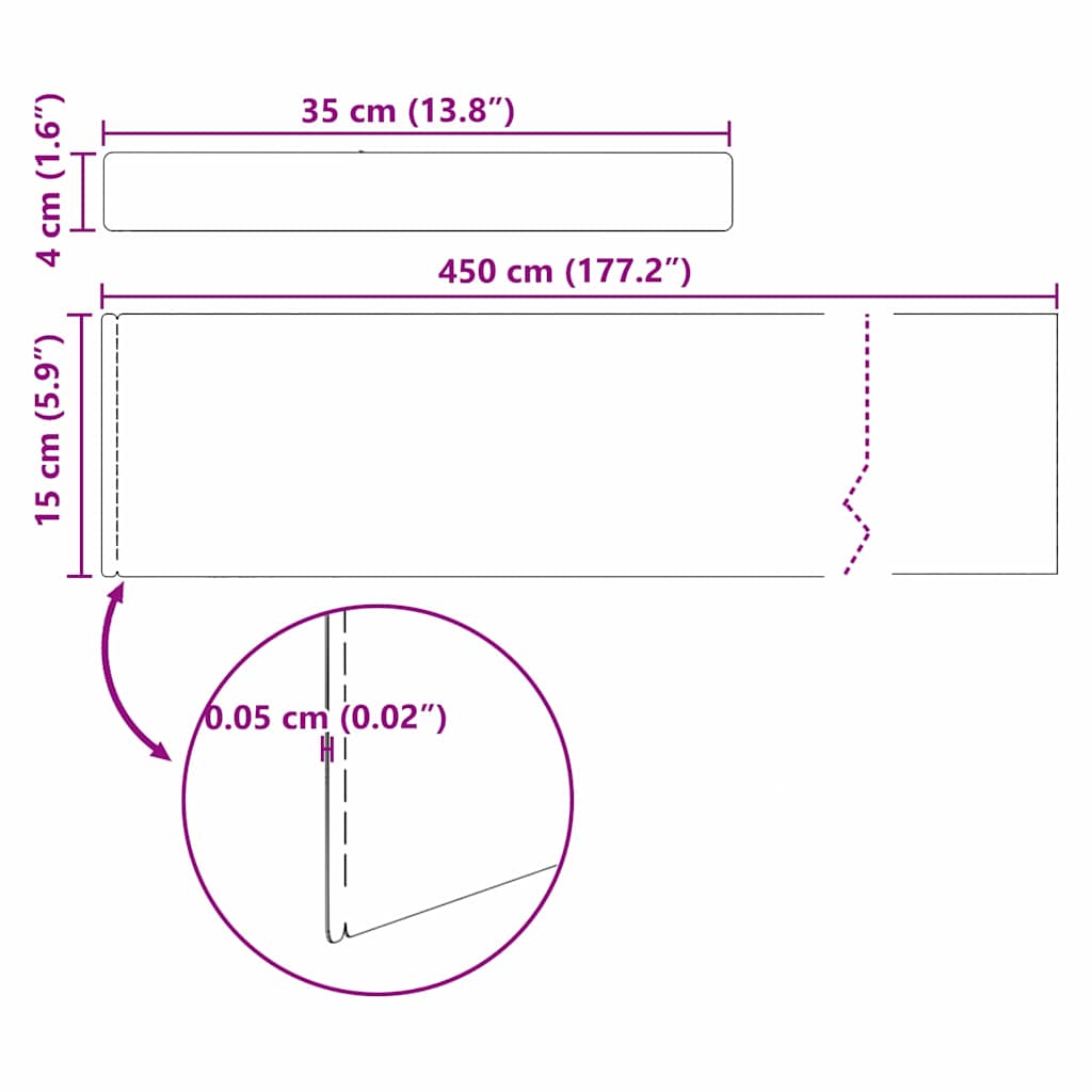 vidaXL Garden Lawn Edging 4 pcs Silver 450 x 15 cm Stainless steel