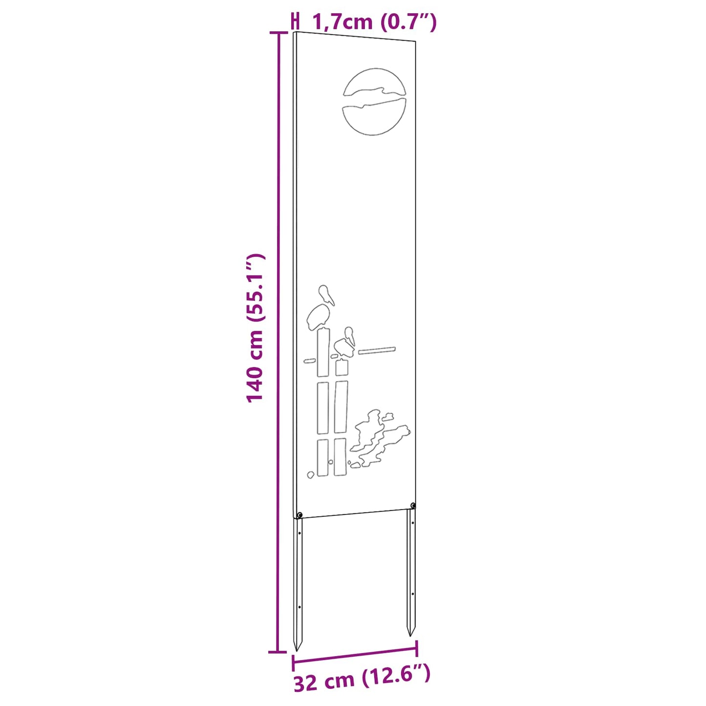 Garden Privacy Screen Silver 32 x 140 cm Stainless steel