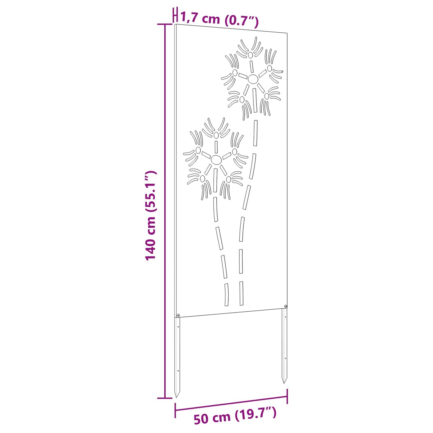 Garden Privacy Screen White 50 x 140 cm Cold-rolled steel