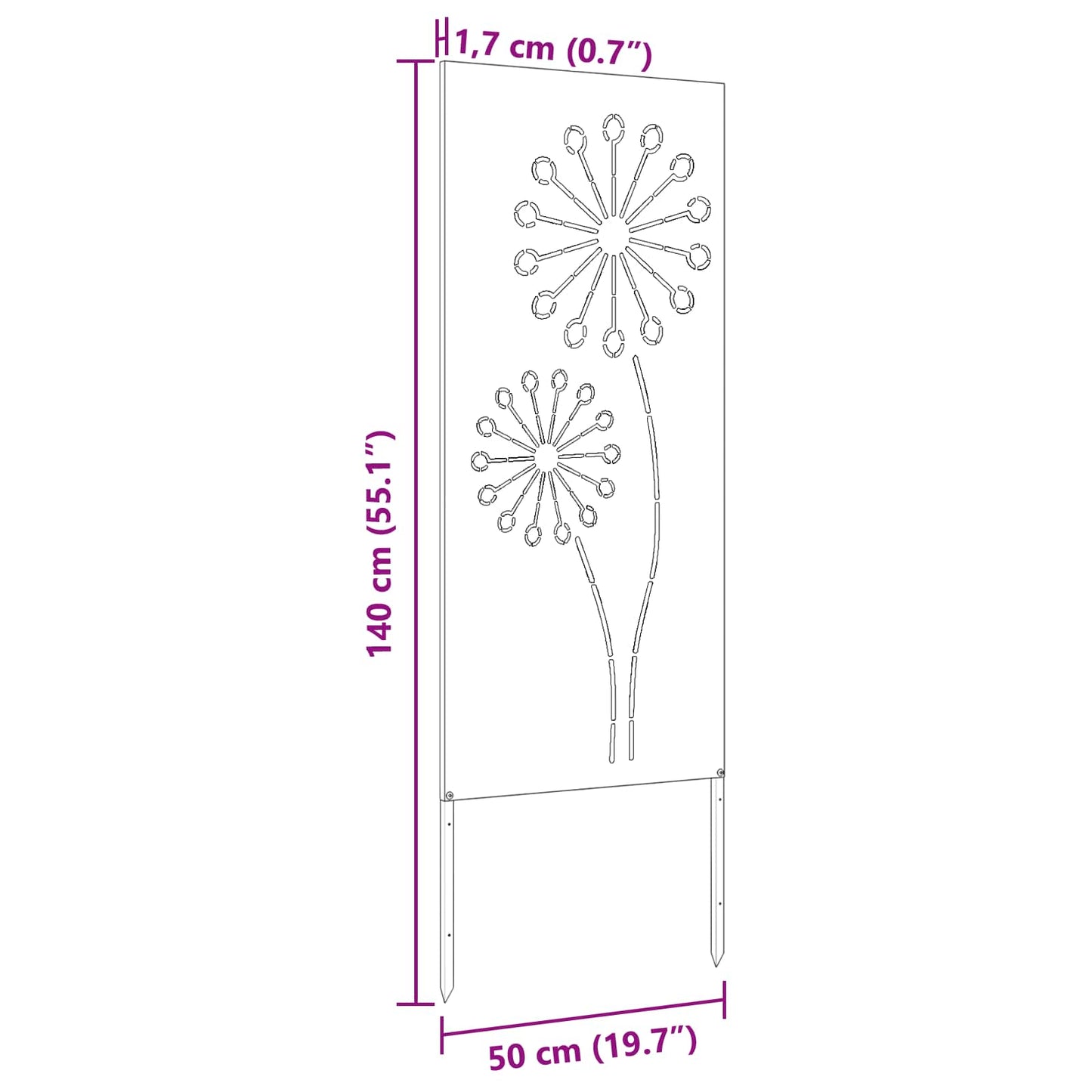 Garden Privacy Screen Silver 50 x 140 cm Stainless steel