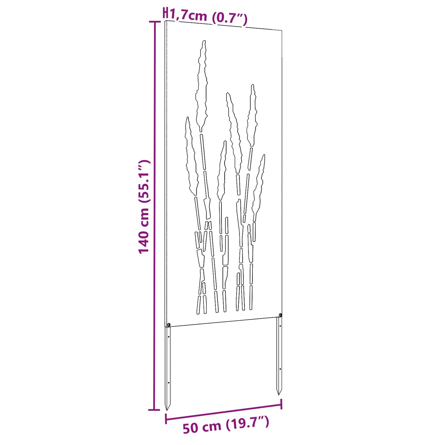 Garden Privacy Screen White 50 x 140 cm Cold-rolled steel