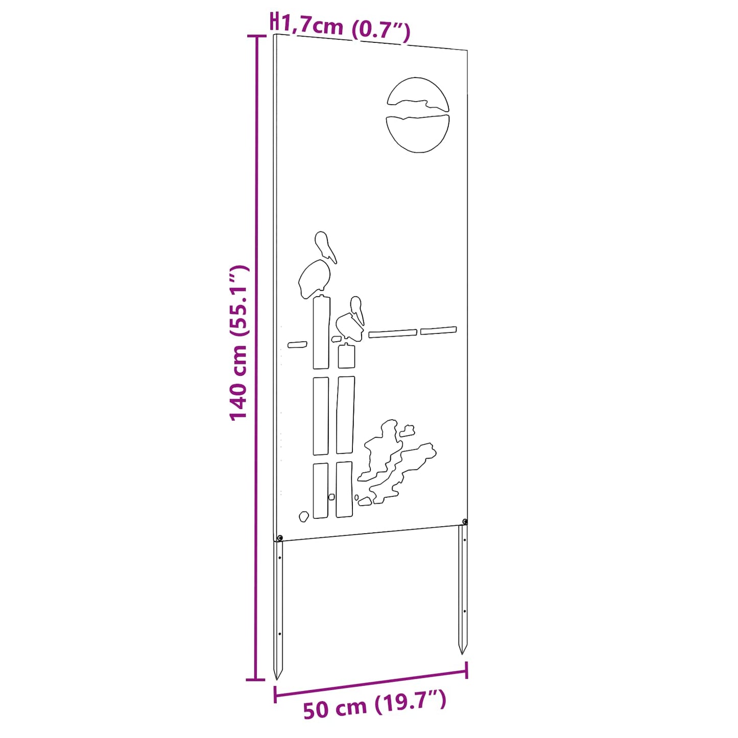 Garden Privacy Screen Silver 50 x 140 cm Stainless steel