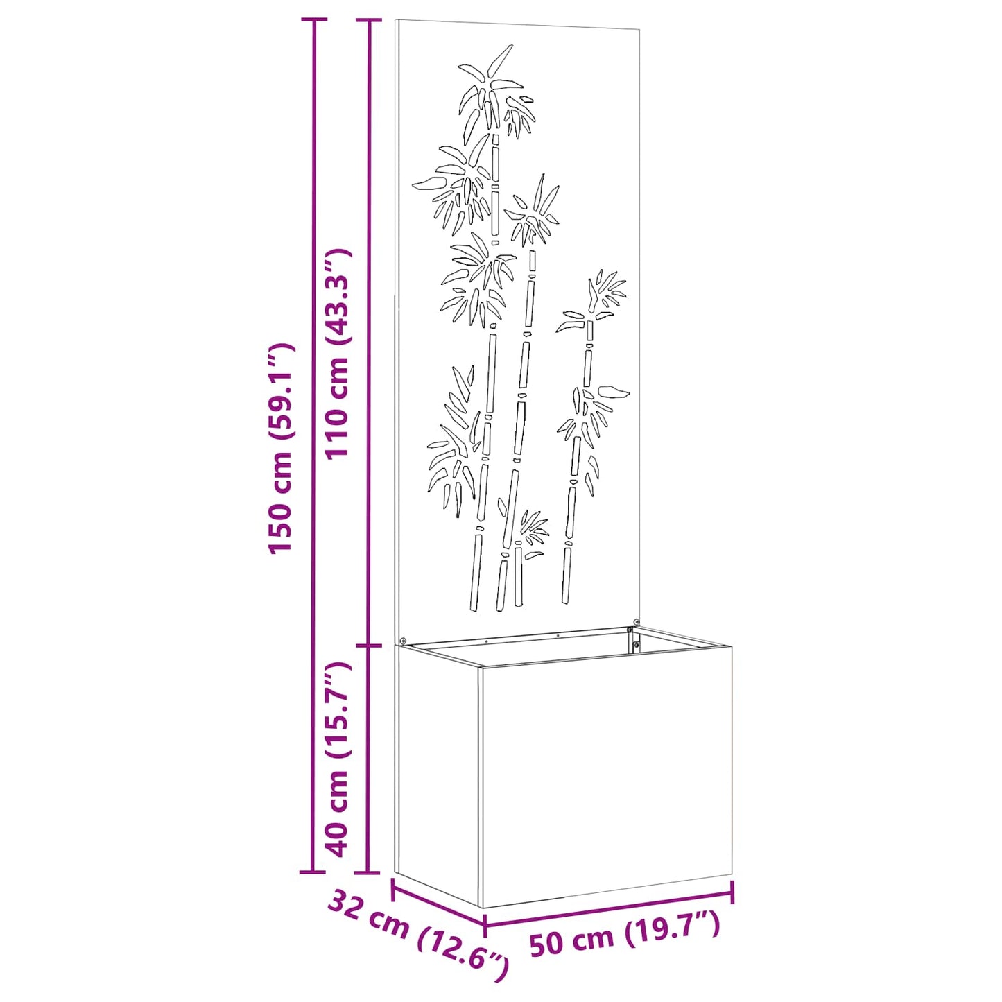 Garden Privacy Screen Floral Olive green 50 x 32 x 150 cm