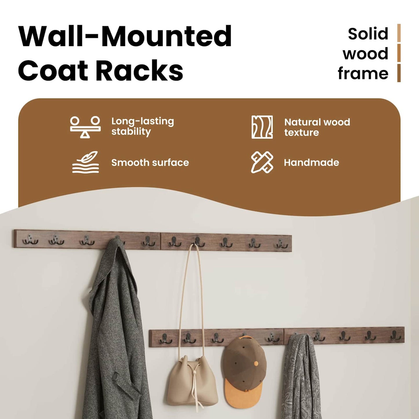 Hanger Brown 60 x 7 x 8 cm Solid Reclaim Wood