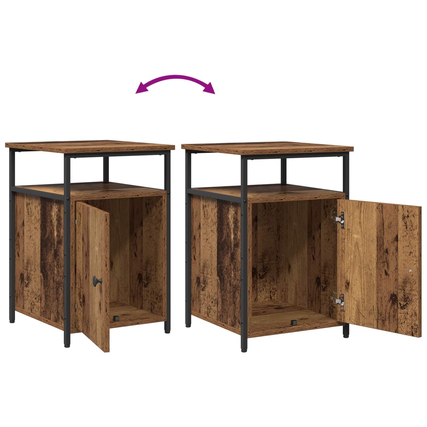 Bedside Cabinet with Drawer 2 pcs Old wood Engineered Wood