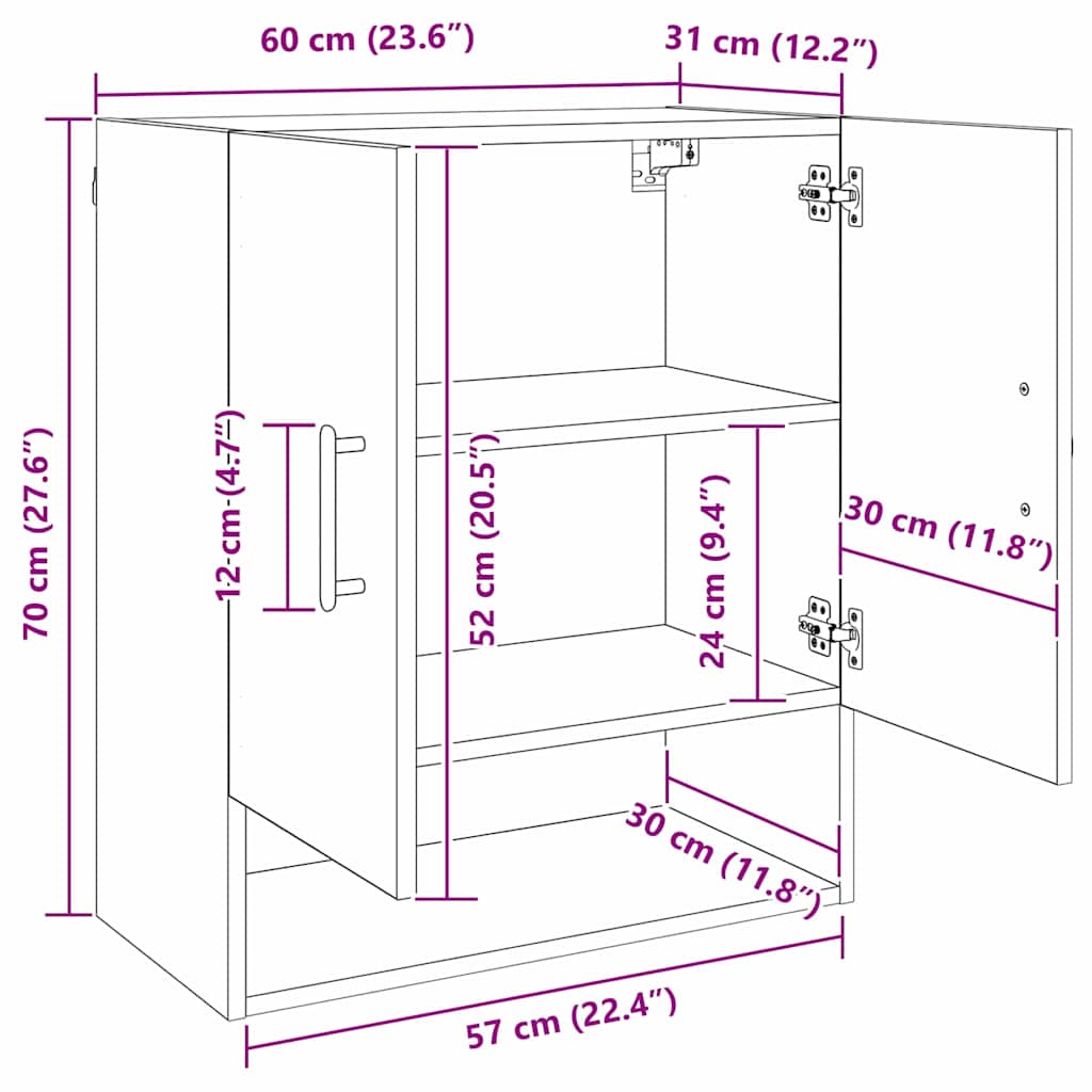 Wall-Mounted Cabinet 60 x 31 x 70 cm Engineered Wood