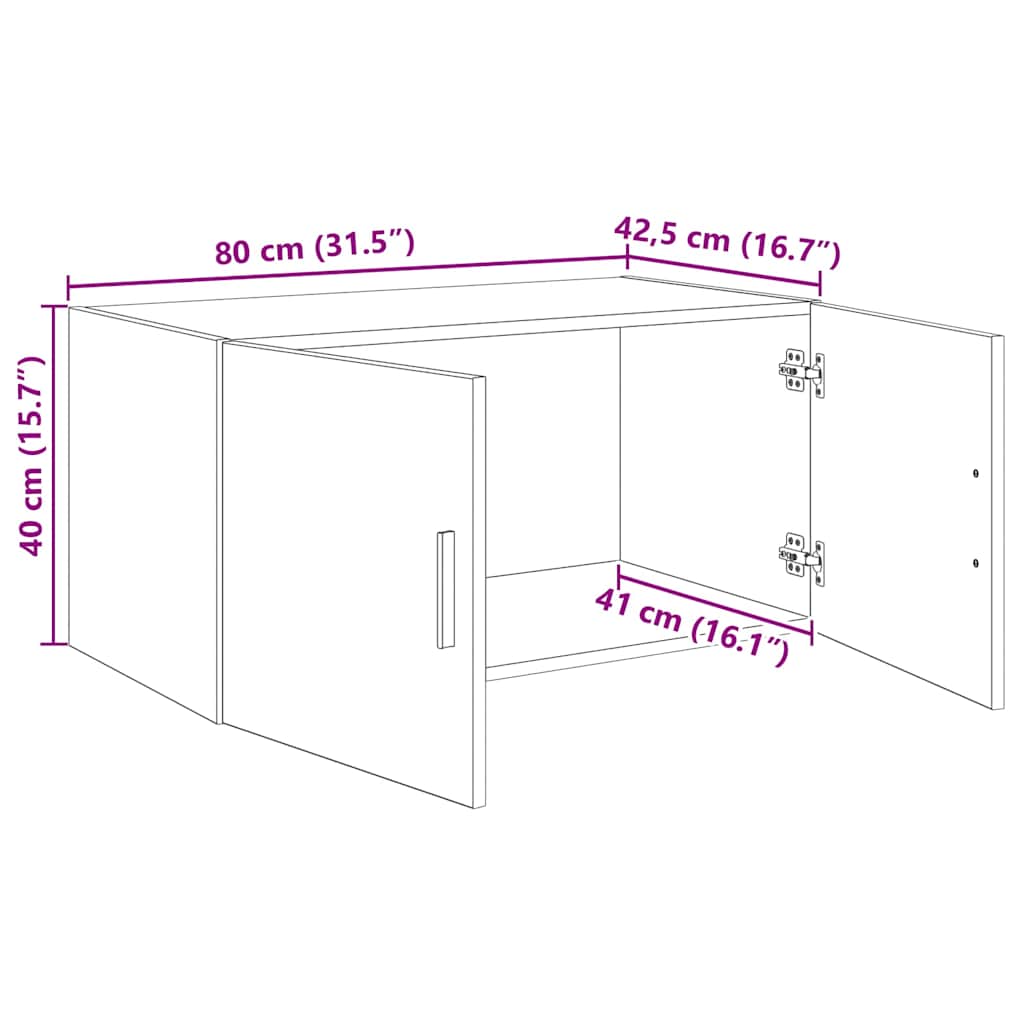 Wall Cabinet Old wood 80 x 42.5 x 40 cm Engineered wood