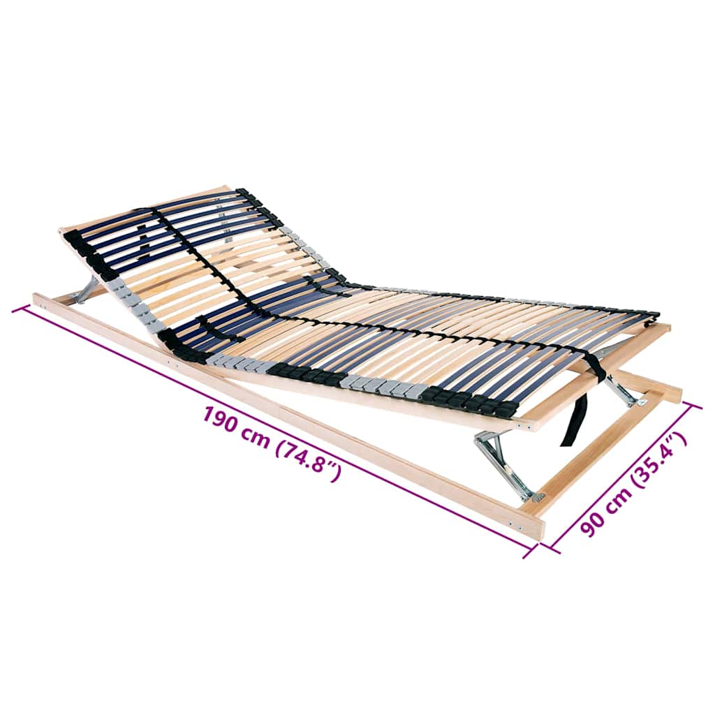 Slatted Bed Base Manual Brown 90 x 190 cm Solid Beech Wood