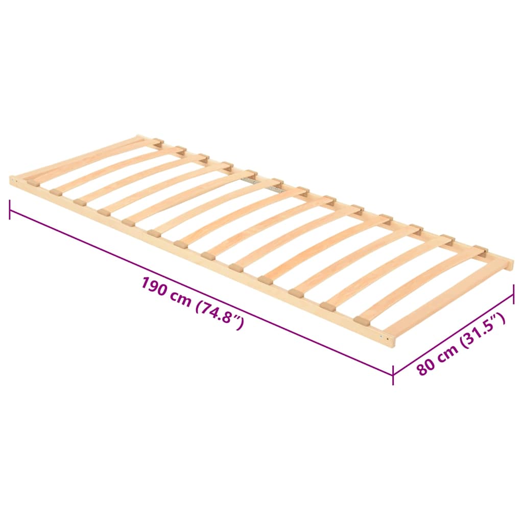 Slatted Bed Base Brown 80 x 190 cm Solid Beech Wood