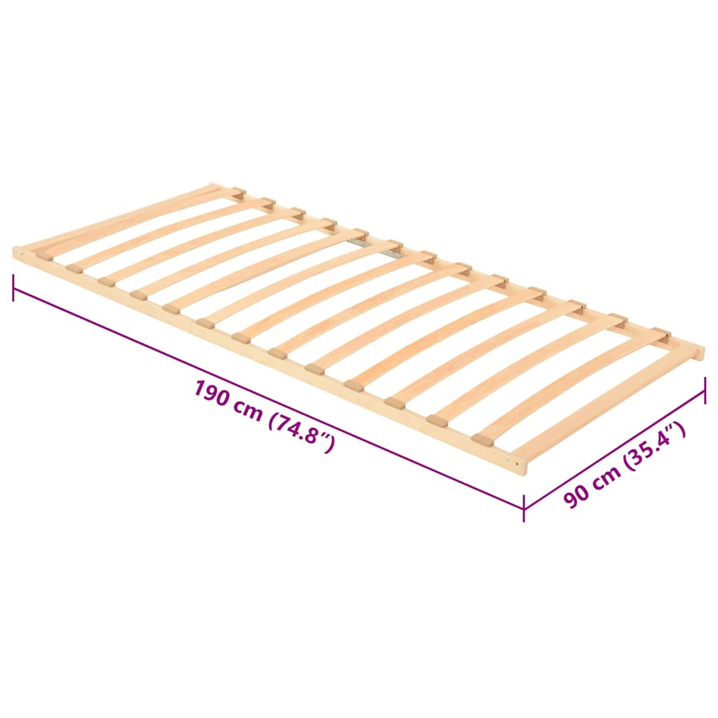 Slatted Bed Base Brown 90 x 190 cm Solid Beech Wood