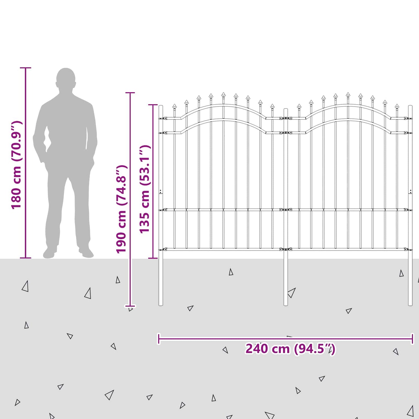 Garden Fence Woerden Grey 240 x 190 cm Powder-coated steel