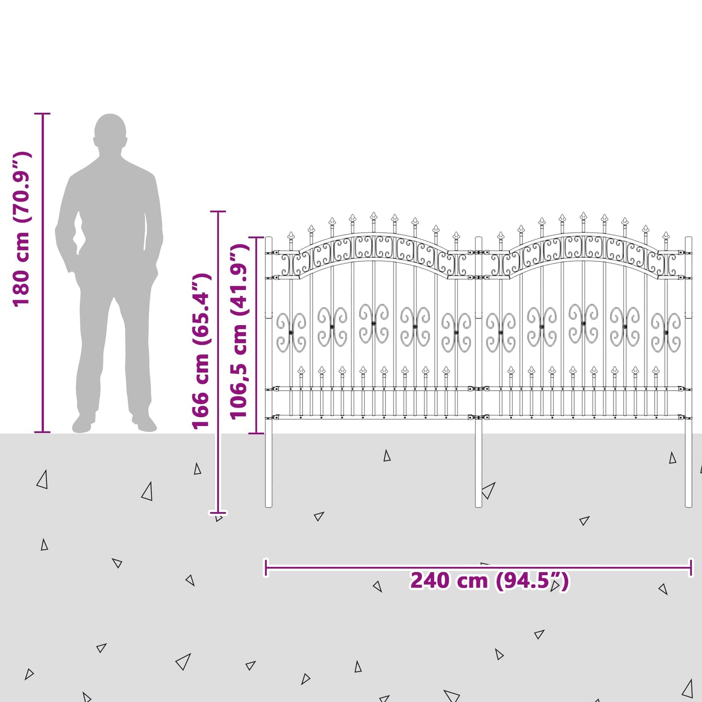 Garden Fence KAMPEN 240 x 166 cm Mesh Powder-coated steel Grey