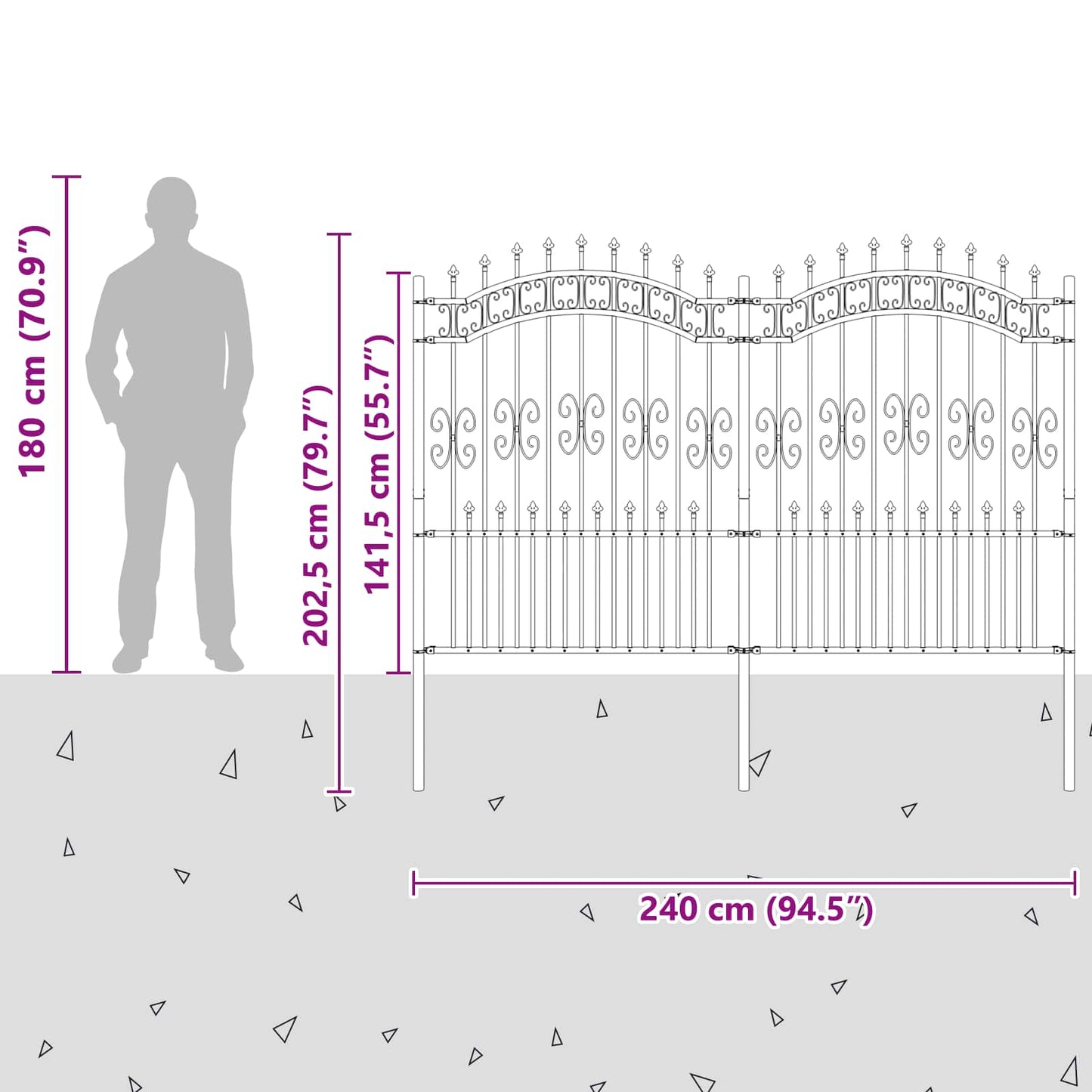 Garden Fence KAMPEN 240 x 202.5 cm Mesh Powder-coated steel