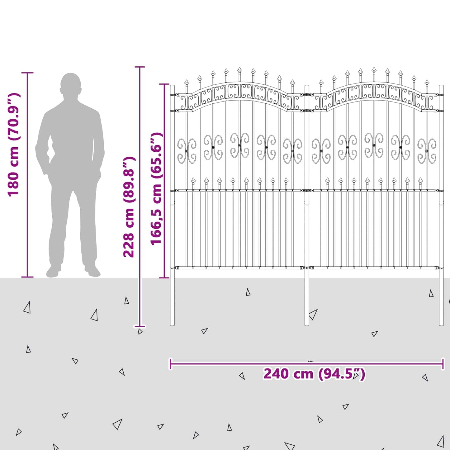 Garden Fence KAMPEN 240 x 228 cm Mesh Powder-coated steel Grey