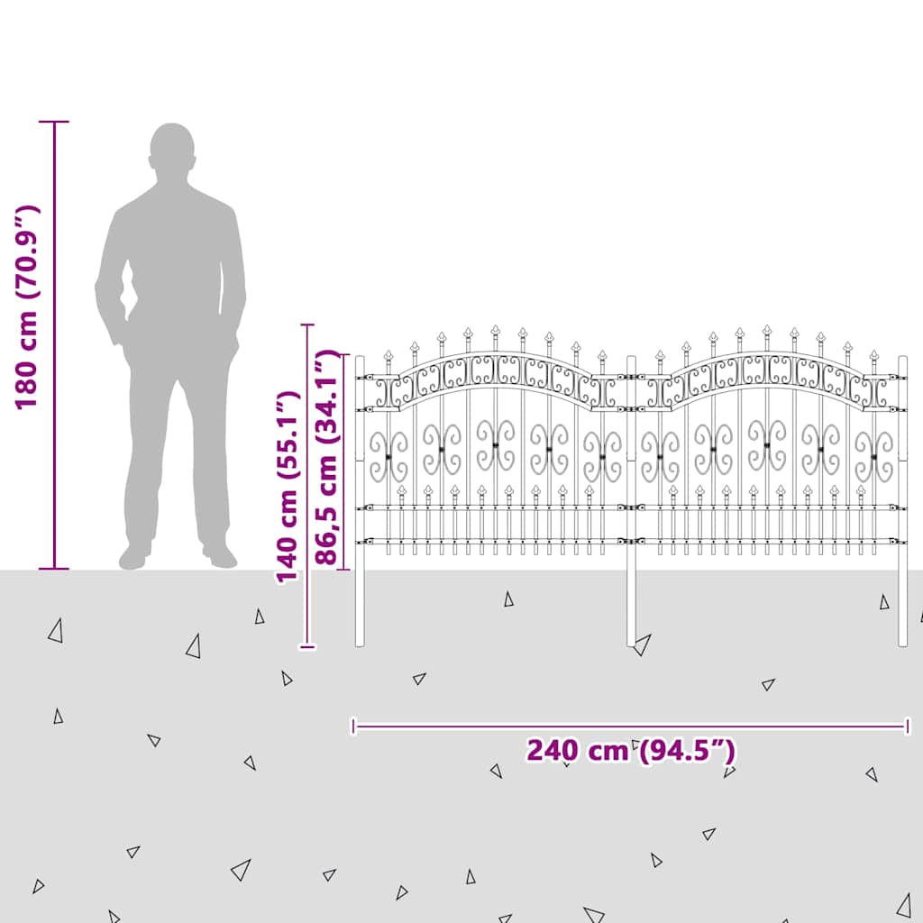 Garden Fence KAMPEN 240 x 140 cm Mesh Powder-coated steel White