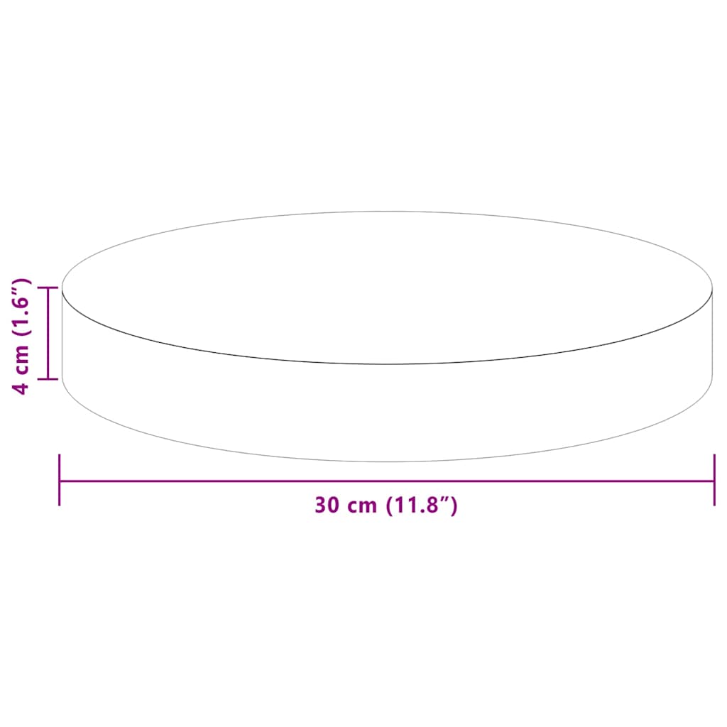Table Top Ø 30 x 4 cm Round Solid Oak Wood Light Brown