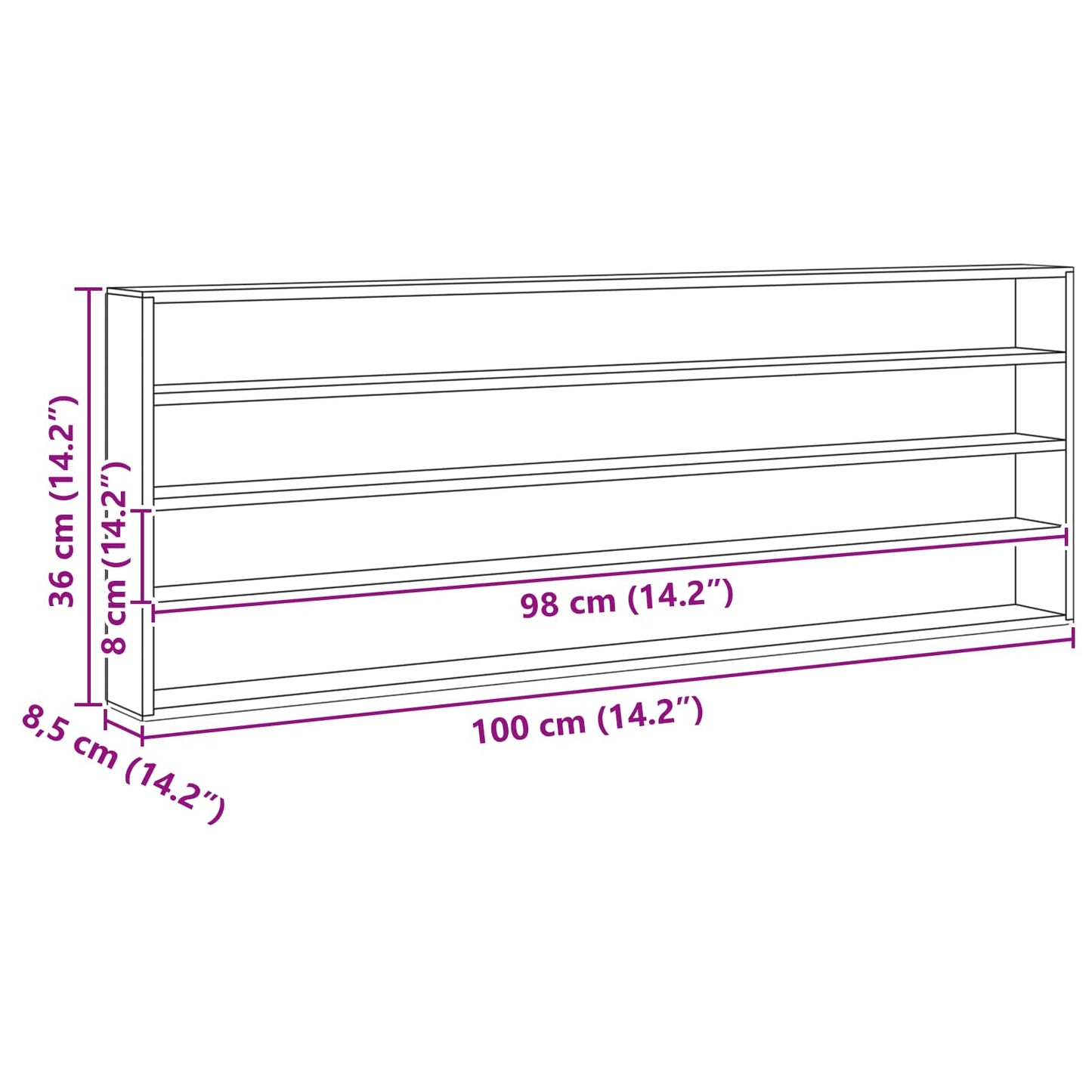 Wall Display Case Wall-Mounted Beige 100 x 8.5 x 36 cm