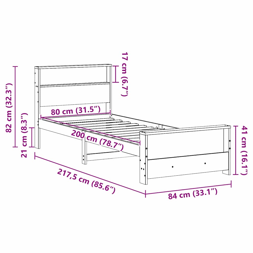 Bed Frame with Headboard Brown 80 x 200 cm Engineered Wood