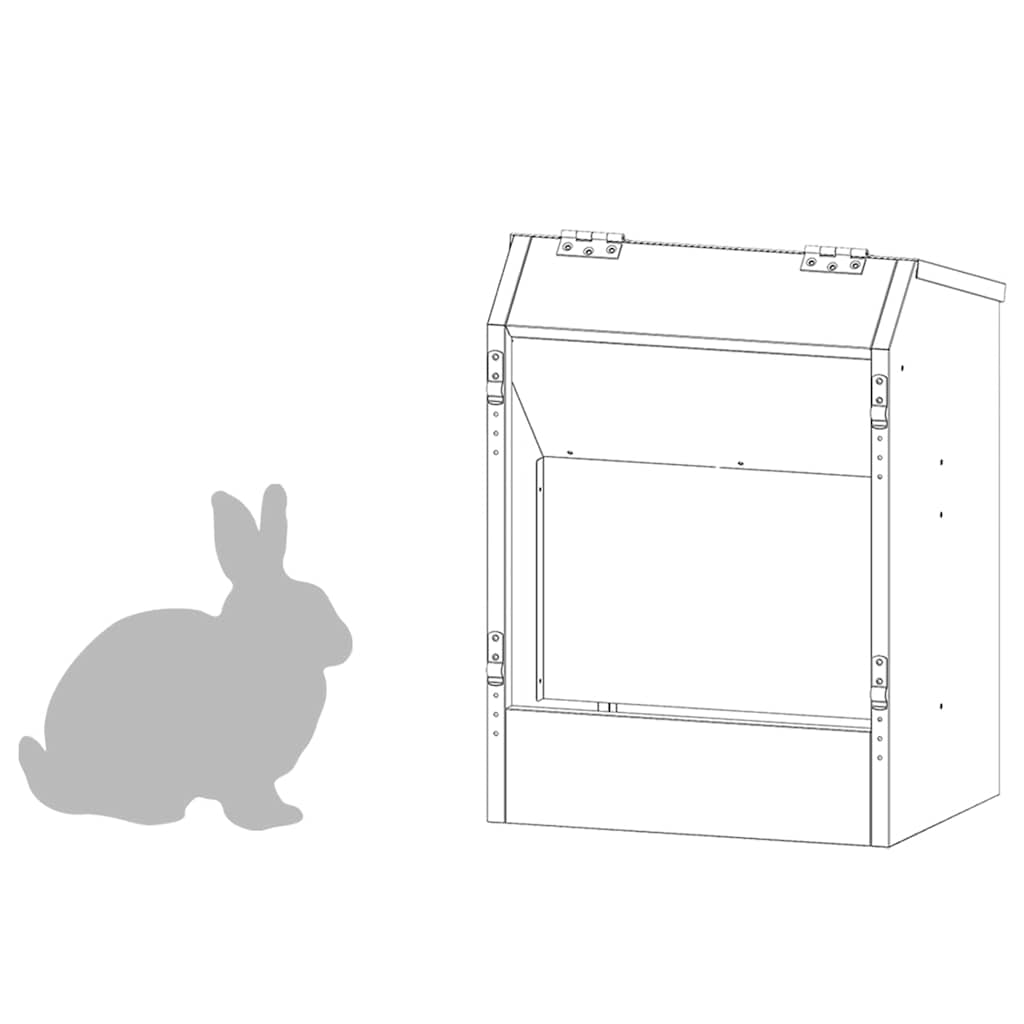 Rabbit Feeder Silver 33.5 x 25.5 x 45.5 cm Galvanised Steel