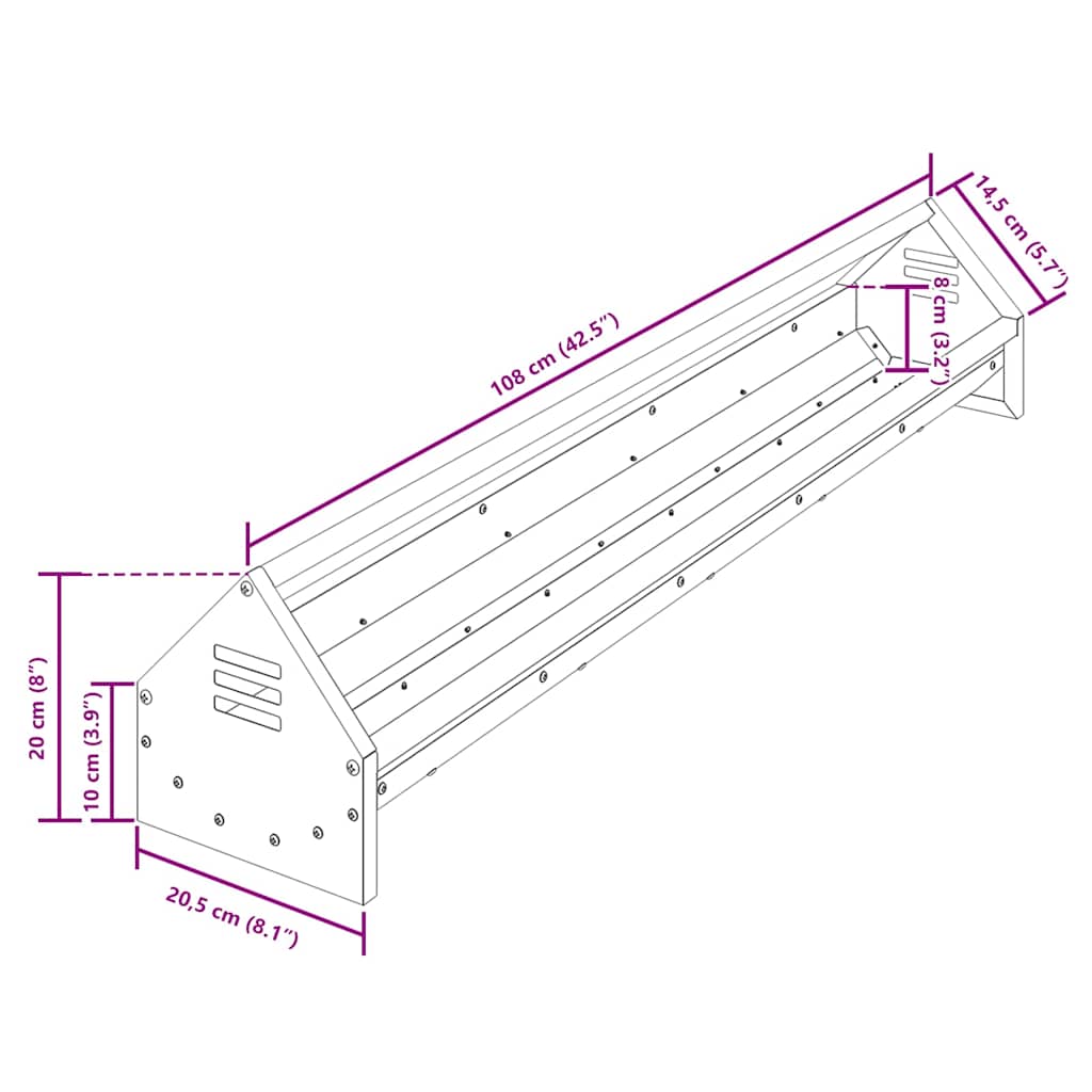 Chicken Feeding Trough Silver 108 x 20.5 x 20 cm 5 kg