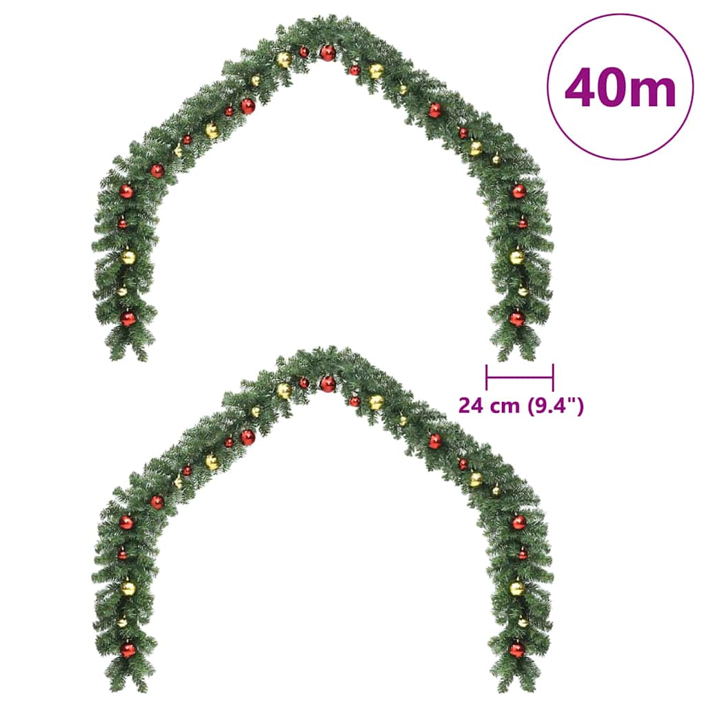 Christmas Garland 2 pcs 600 LEDs Green 20 m PVC