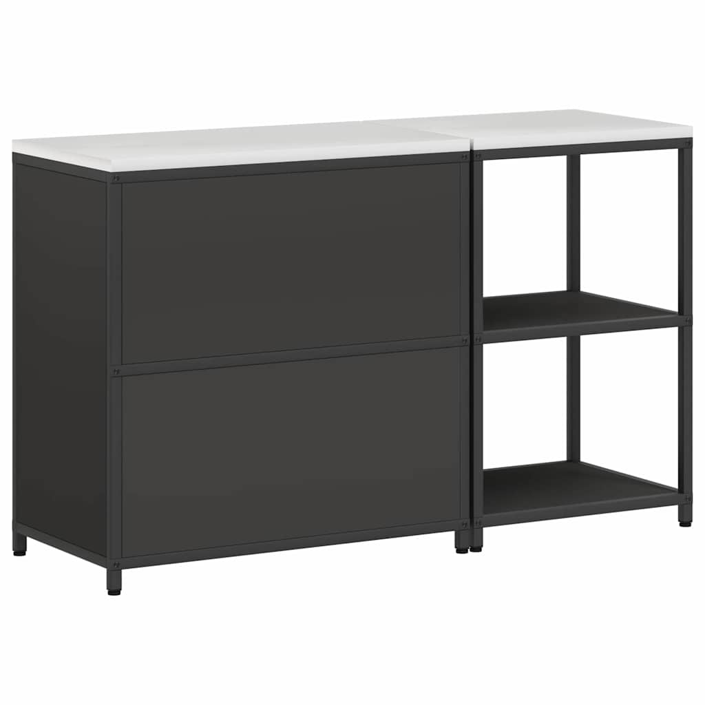 Kitchen Storage Set with Shelf 2 pcs Black Cold-rolled Steel