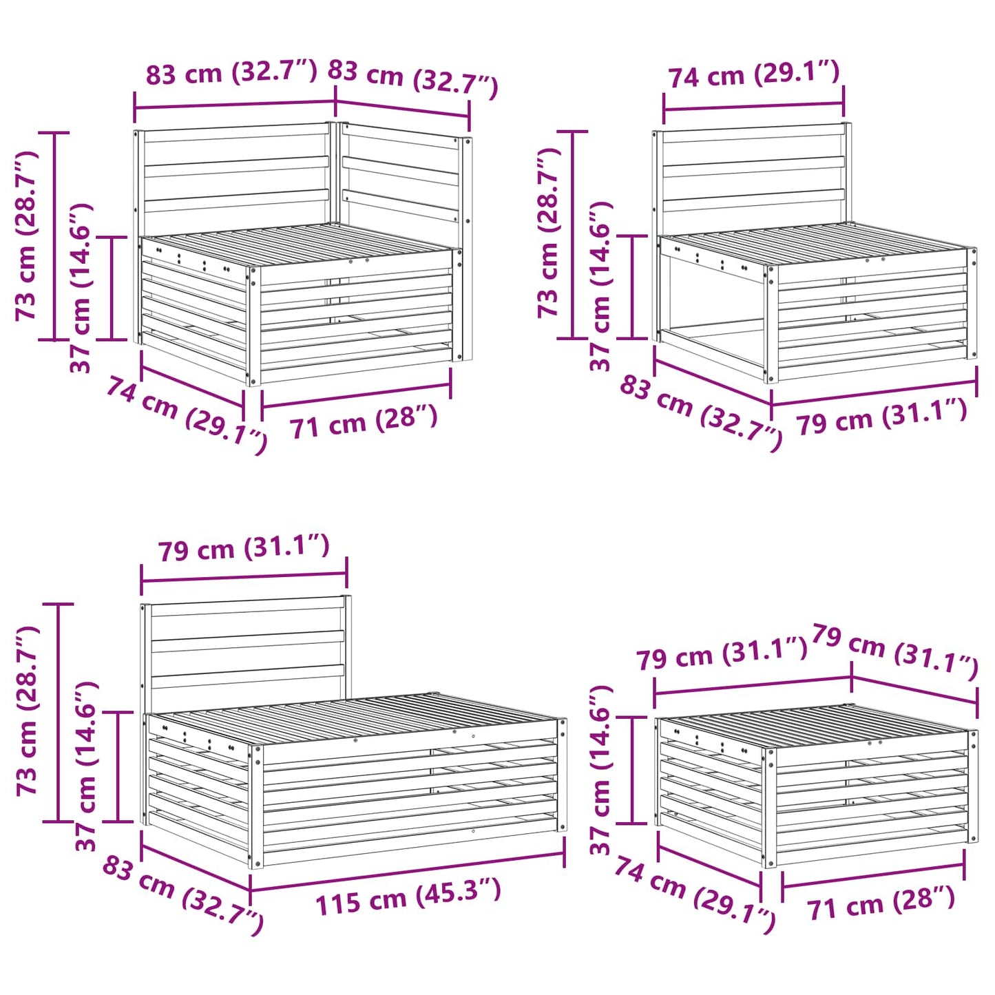 Outdoor Sofa Set 6 Piece