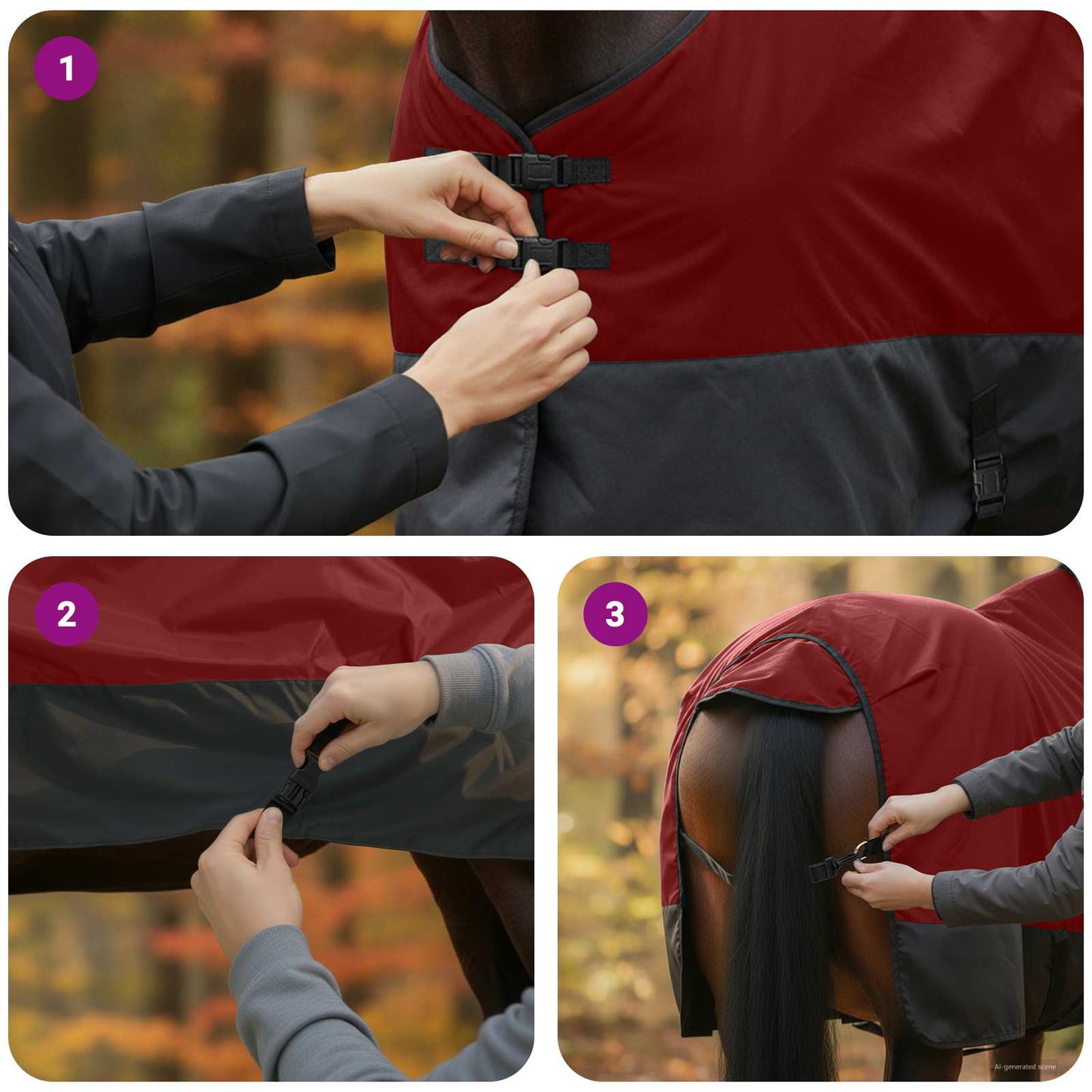 Horse Blanket Bordeaux and Black 85 cm Polyester