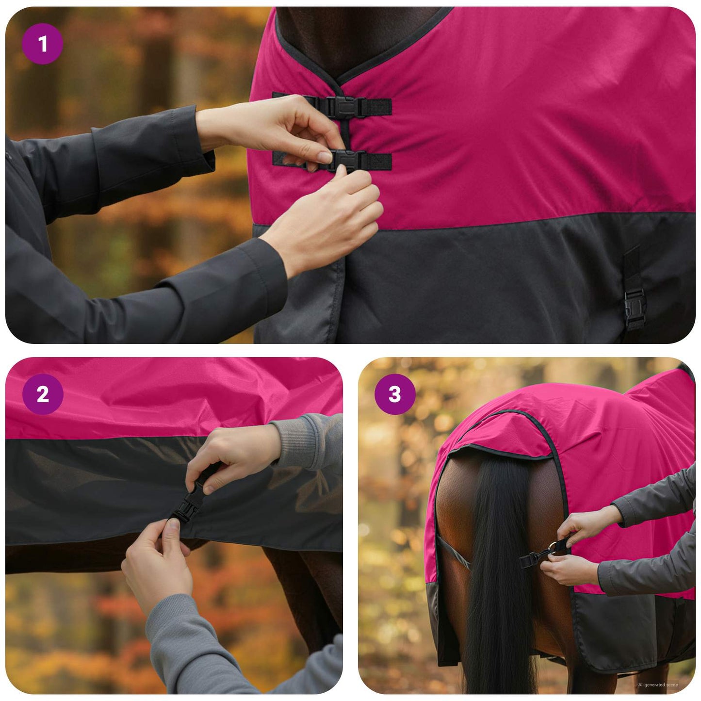 Horse Blanket Pink and Black 165 cm Polyester