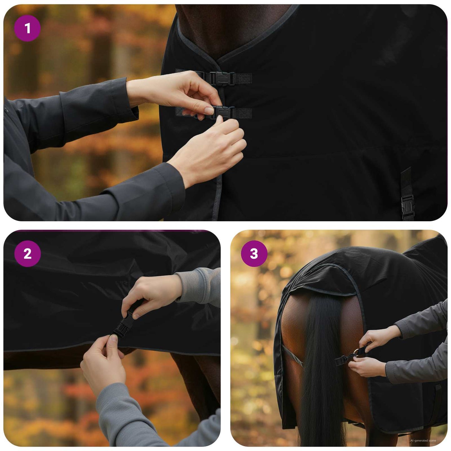 Horse Blanket Full Black 165 cm Polyester