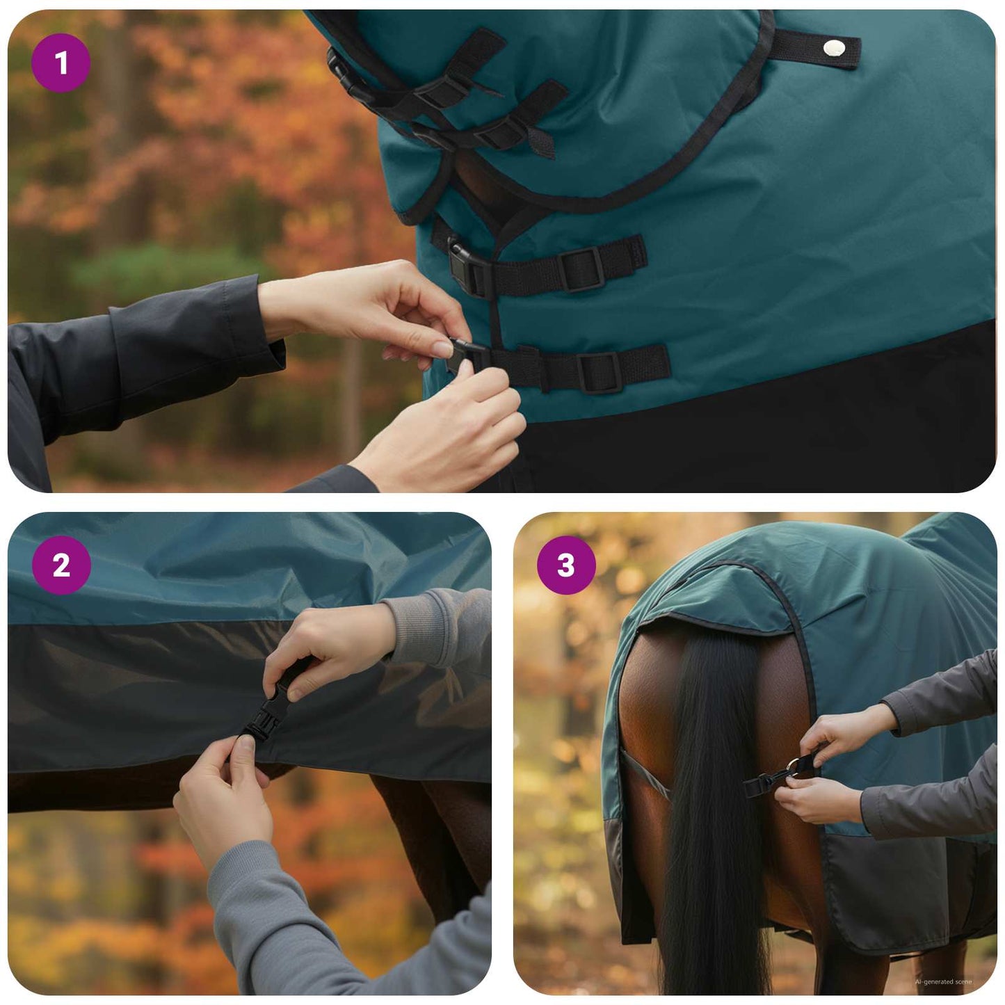 Horse Blanket Dark Green and Black 95 cm Polyester