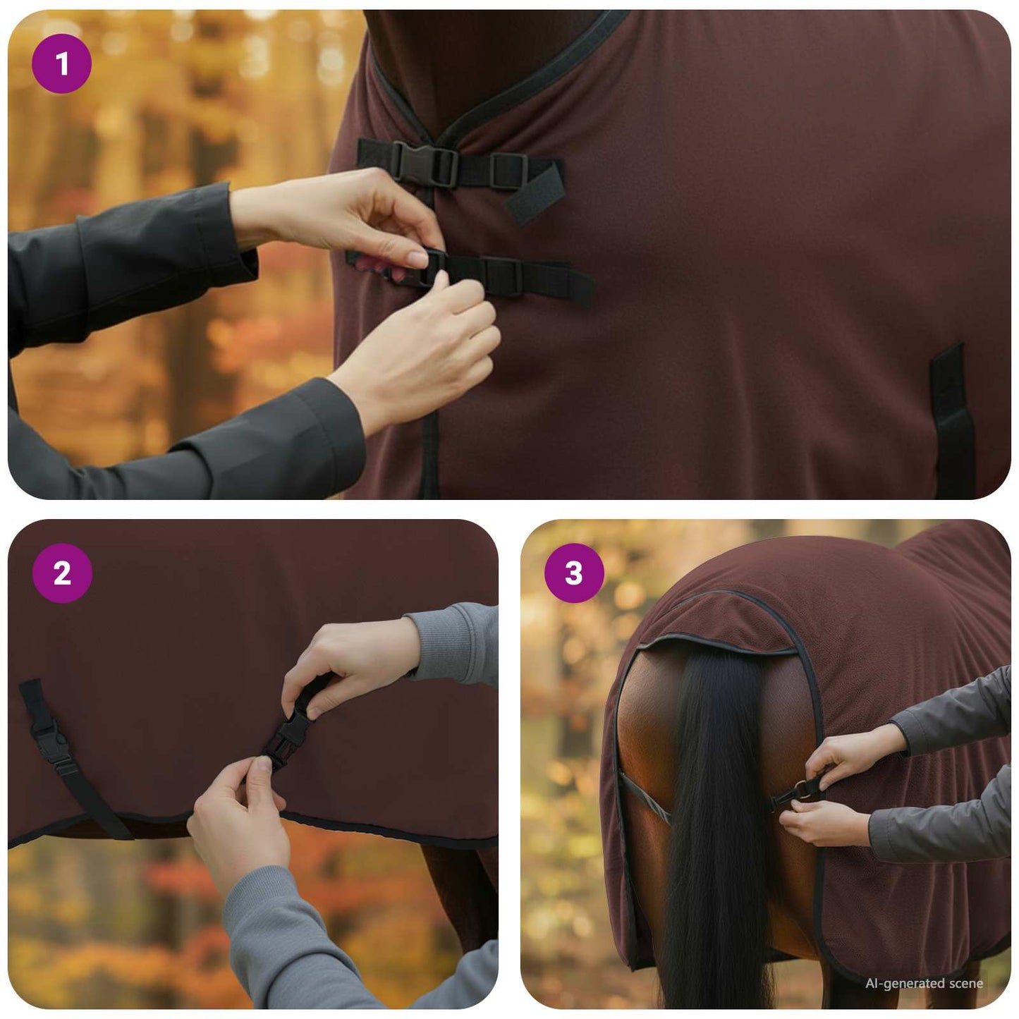 Horse Blanket Full Dark Brown 105 cm Polyester
