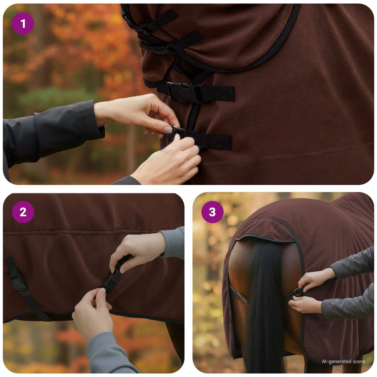 Horse Blanket Full Dark Brown 135 cm Polyester