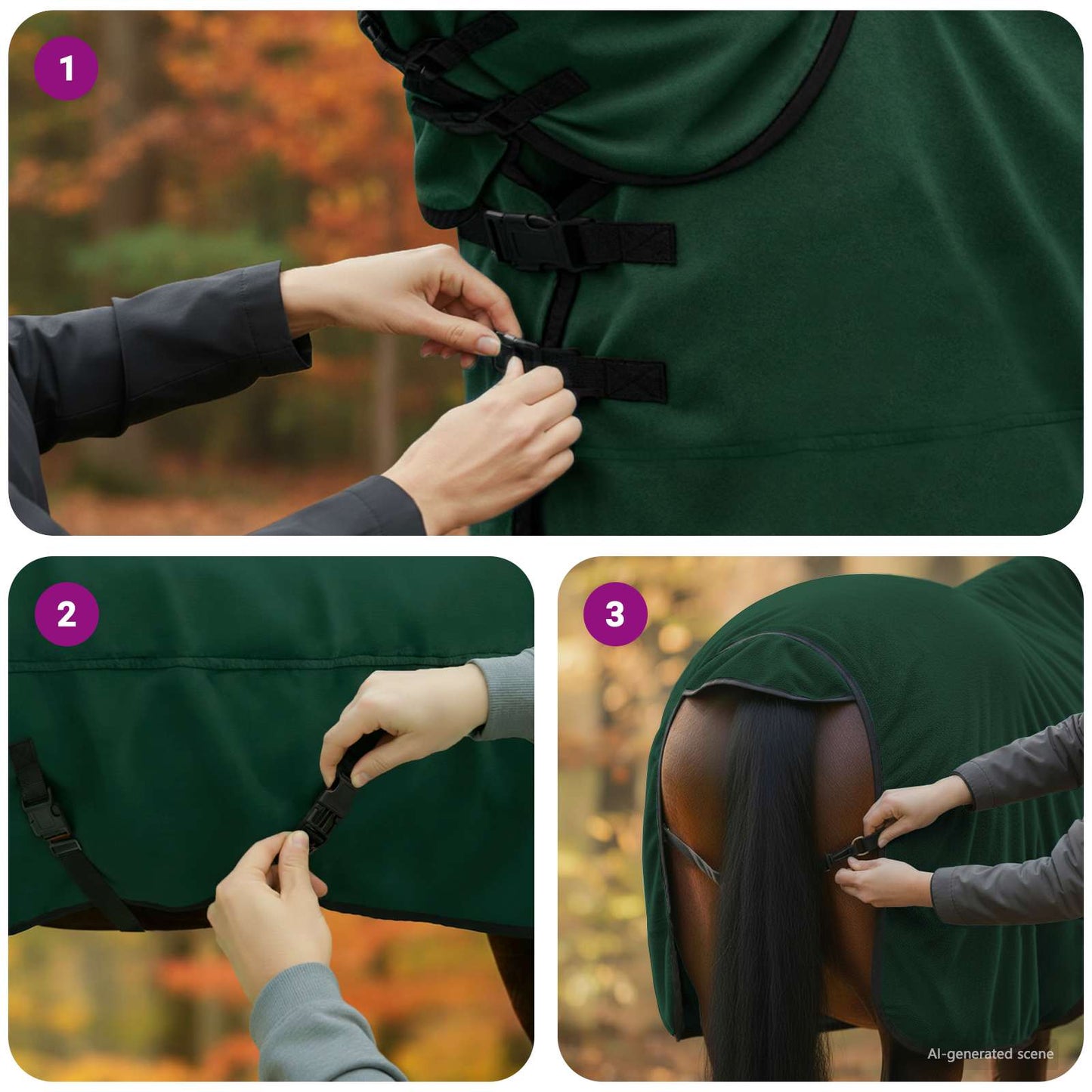 Horse Blanket Full Dark Green 135 cm Polyester