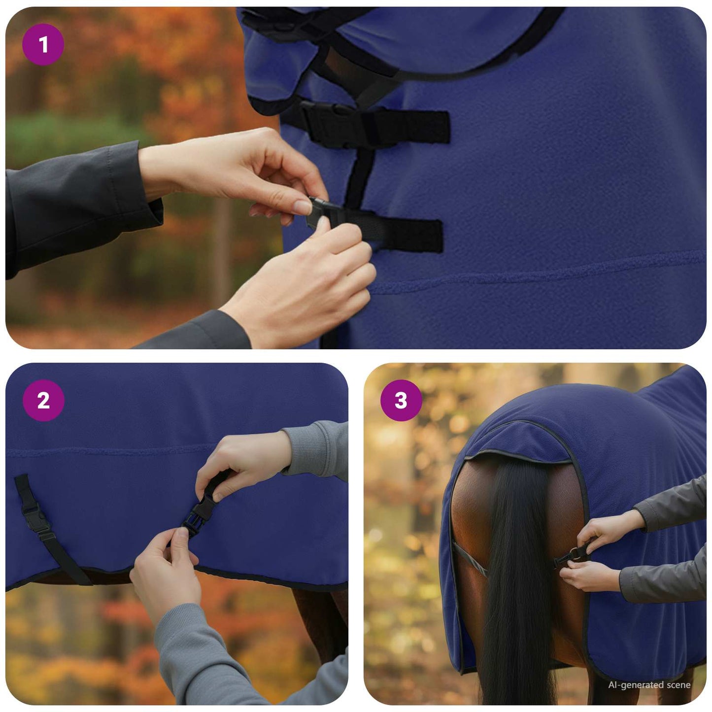 Horse Blanket Navy Blue 155 cm Polyester