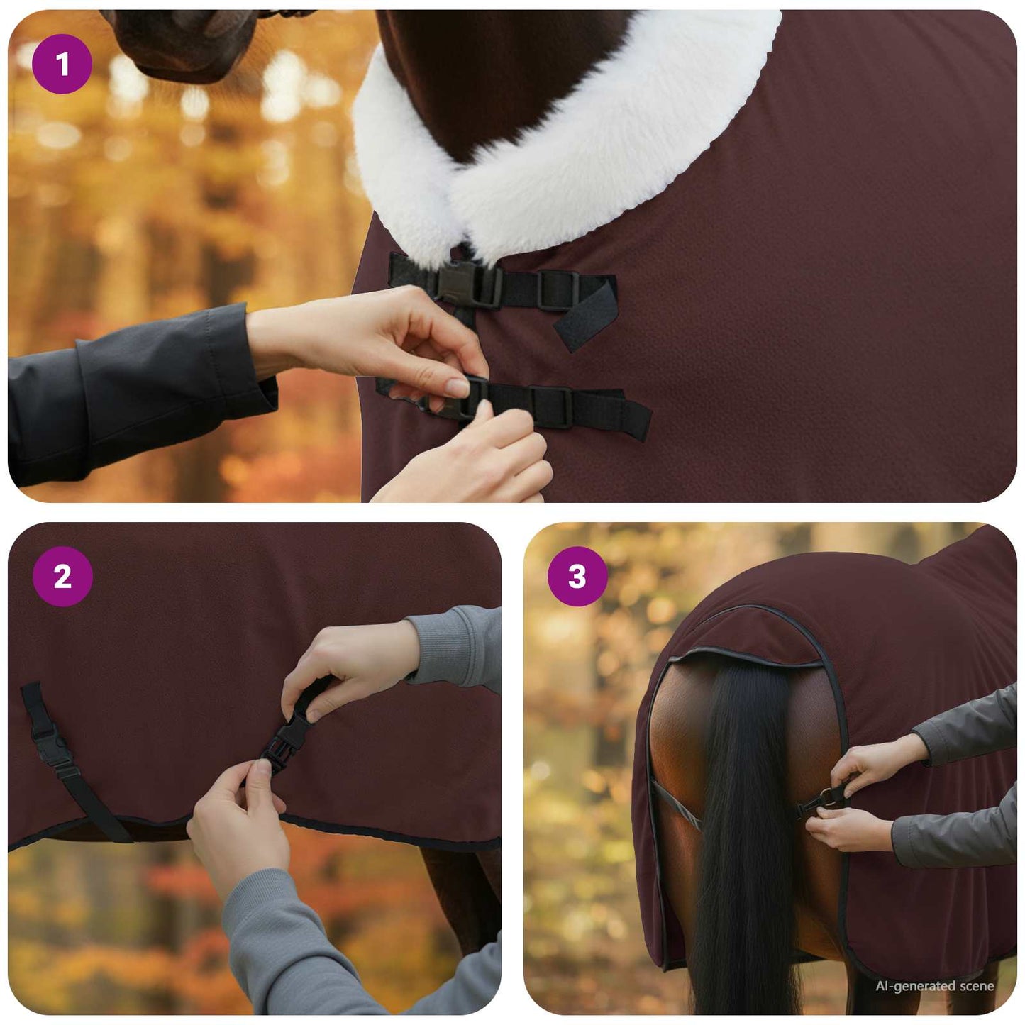 Horse Blanket Full Dark Brown 115 cm Polar fleece