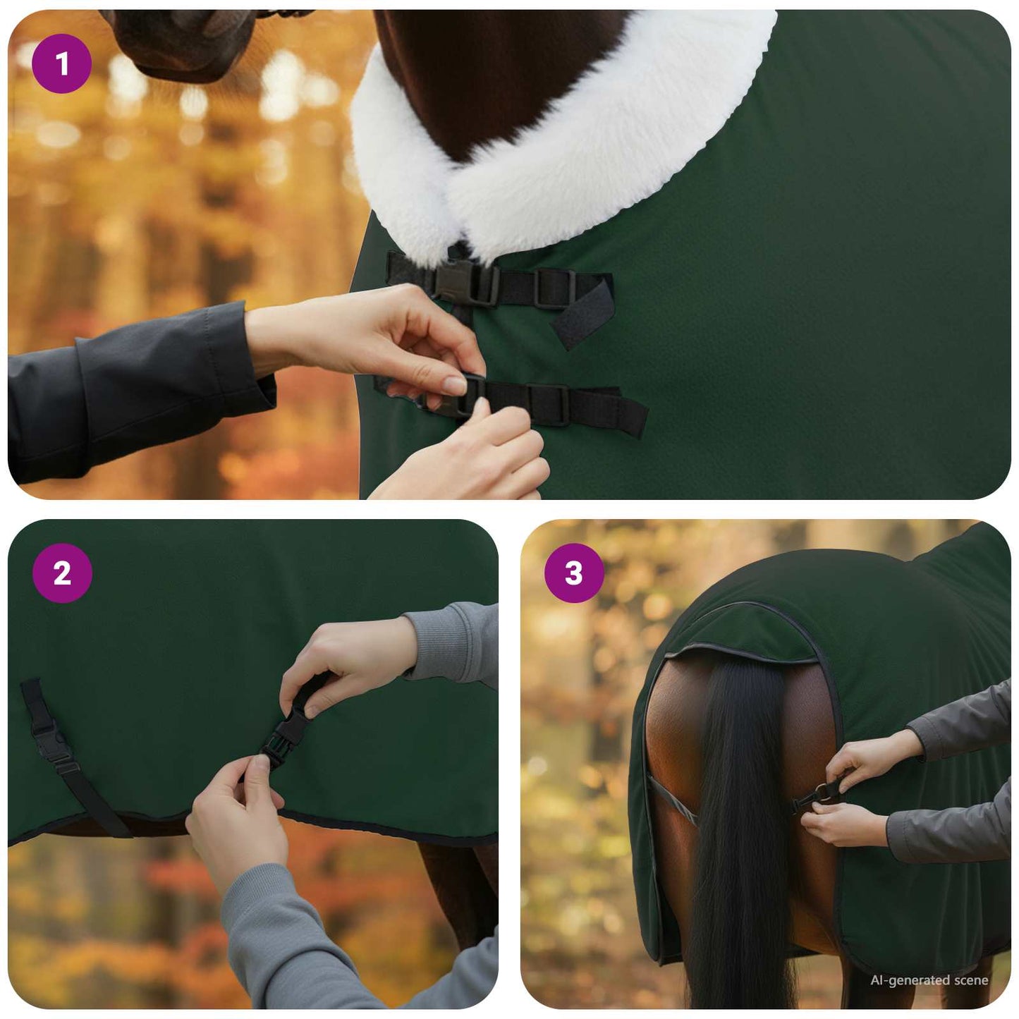 Horse Blanket Full Dark Green 95 cm Polar fleece