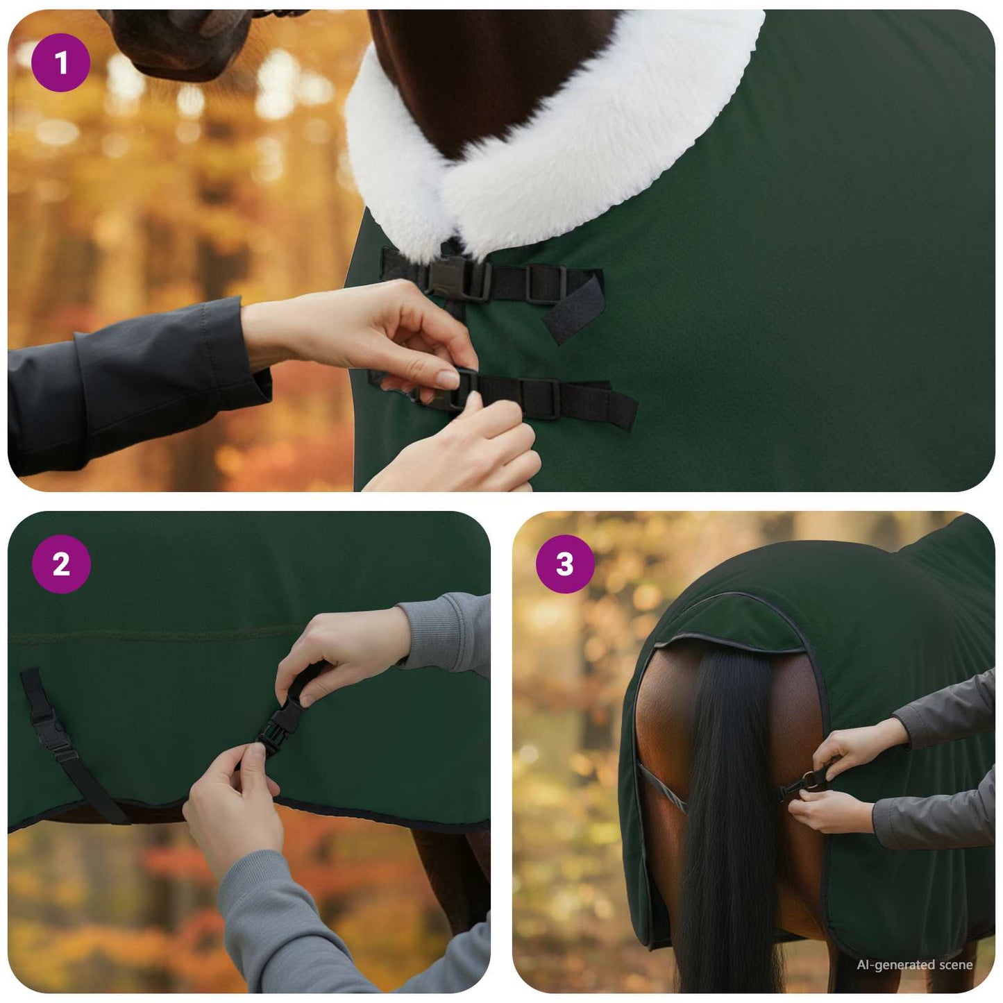 Horse Blanket Full Dark Green 165 cm Polar fleece