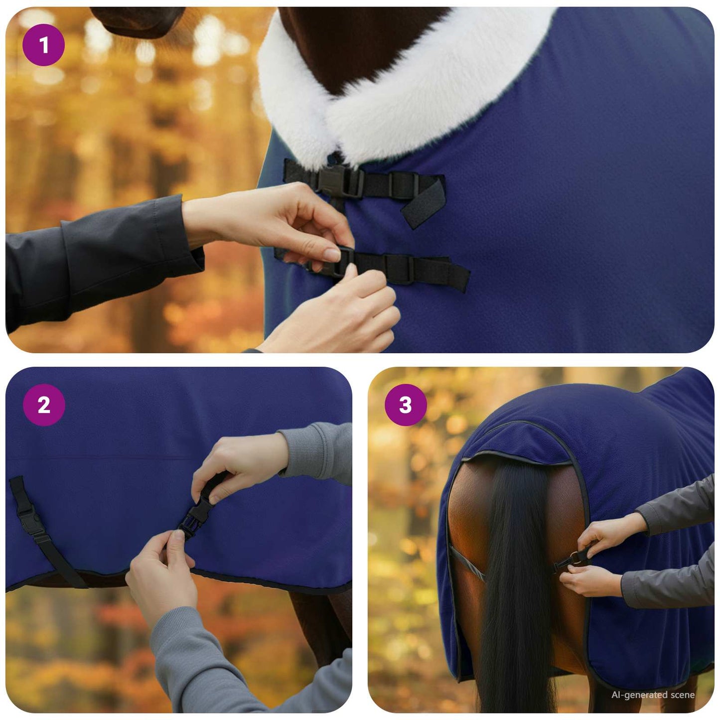 Horse Blanket Navy Blue 155 cm Polar fleece