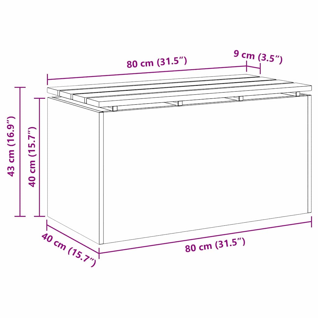 Garden Bench Silver 80 x 40 x43 cm Stainless steel