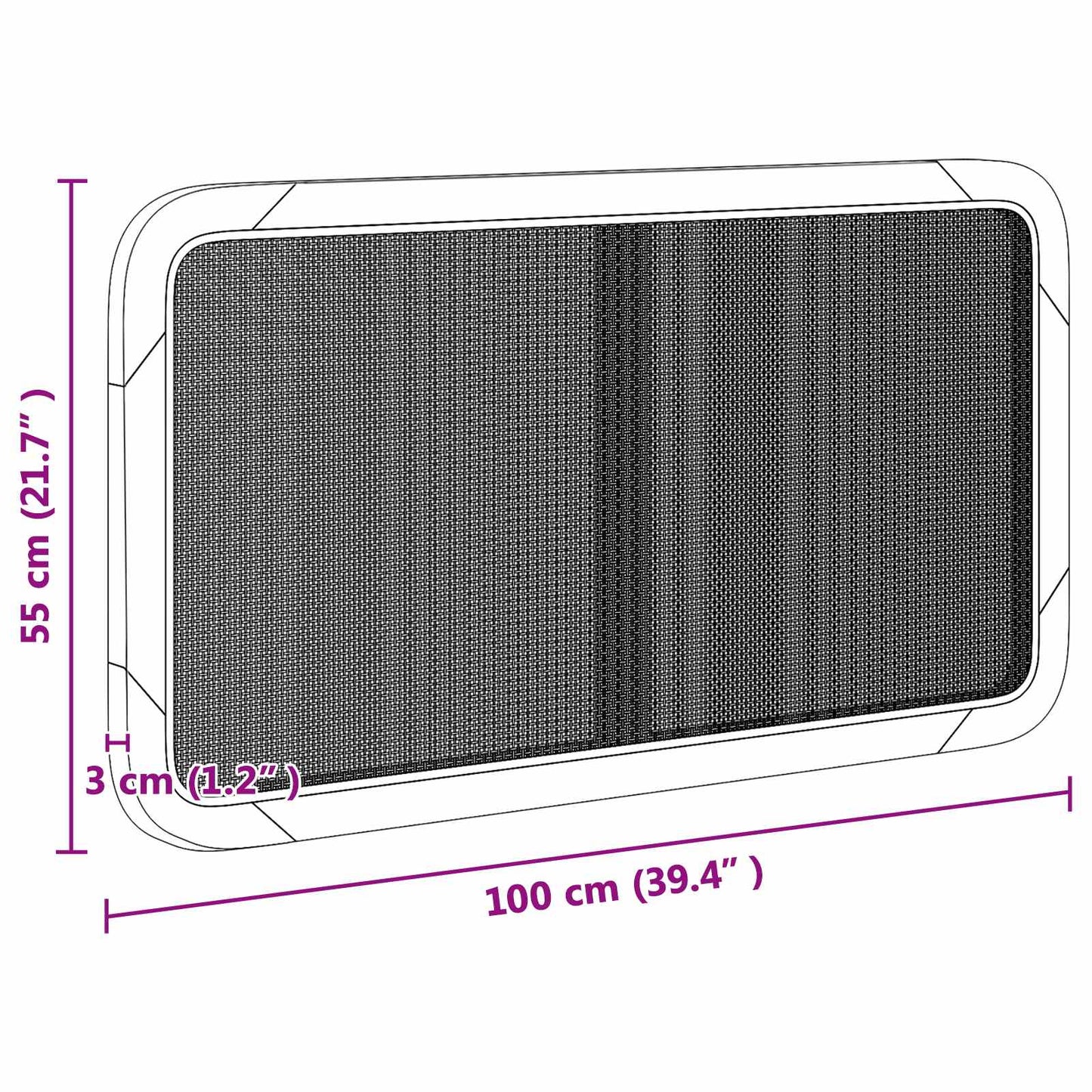 Headboard with Headboard Black 100 x 55 x 3 cm Rattan