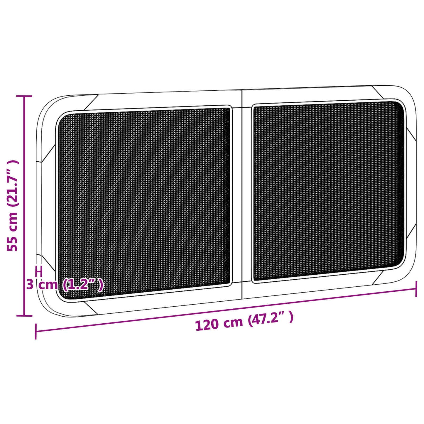 Headboard with Headboard Black 120 x 55 x 3 cm Rattan