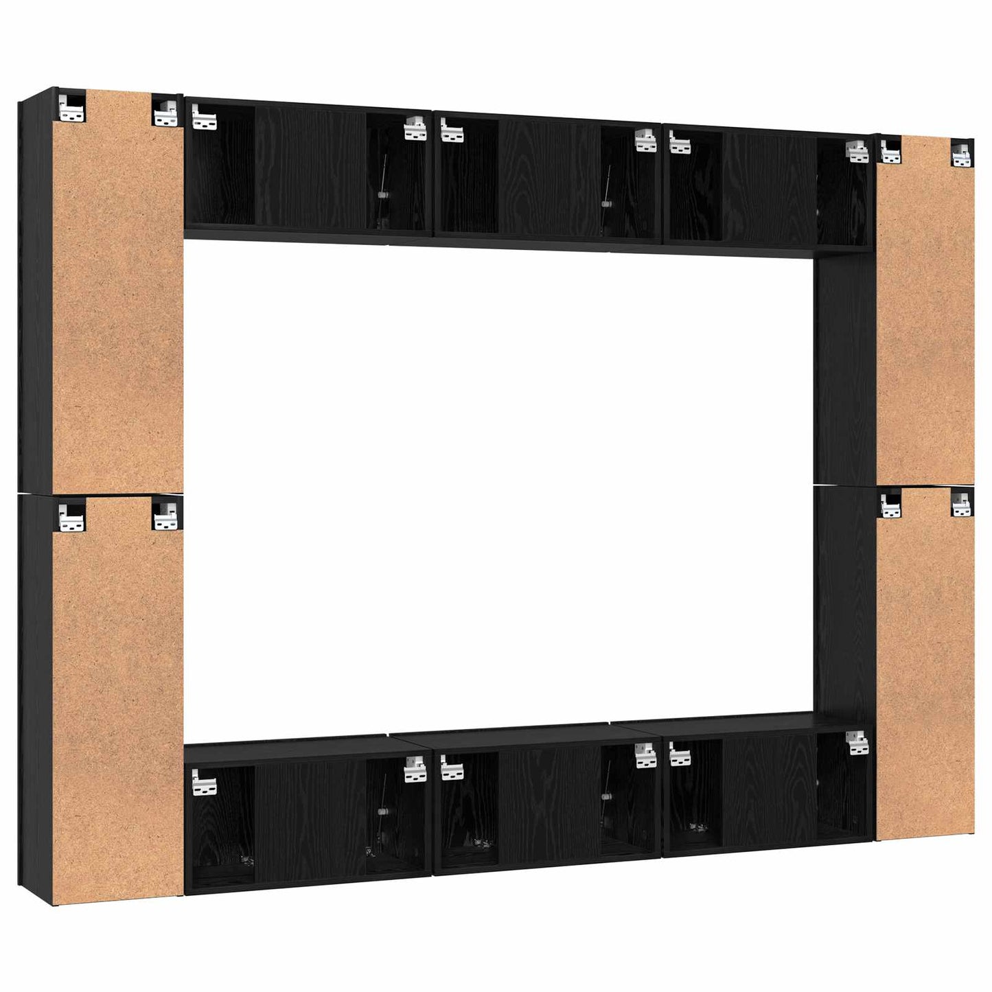 TV Cabinet Set Wall-mounted 10 pcs Black Oak Engineered Wood