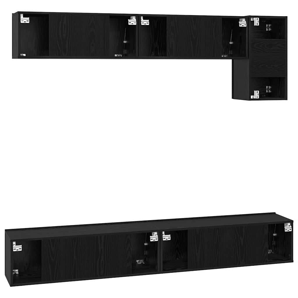 TV Cabinet Set 5 pcs Black Oak Engineered Wood