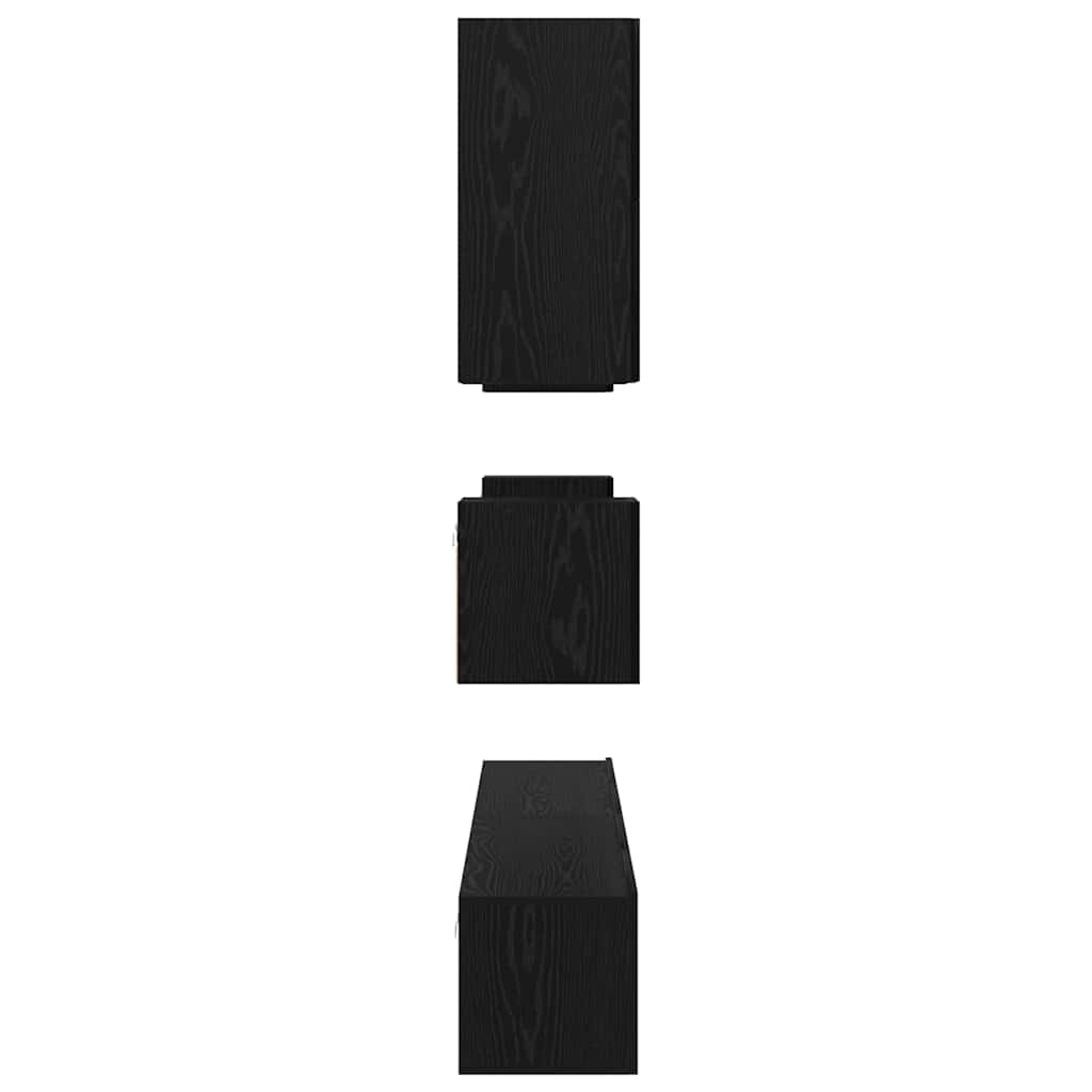 TV Cabinet Set Wall-mounted 8 pcs Black Oak Engineered Wood