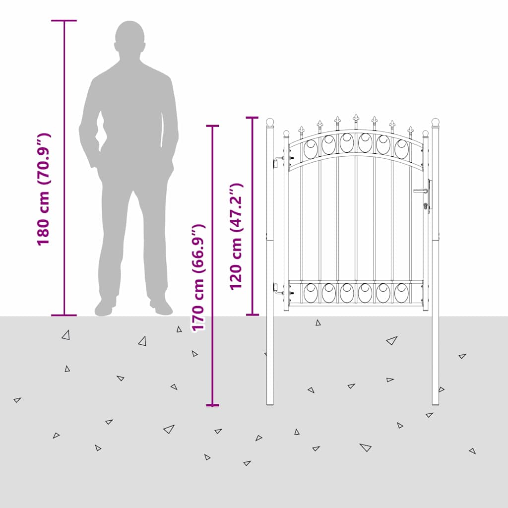 Fence Gate with Spikes EMMEN 150 x 100 cm Powder-coated steel